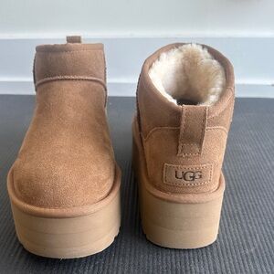 UGG Chestnut Suede Platform Booties